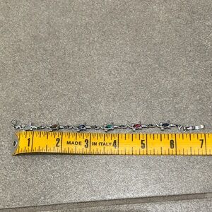 Source Unknown Silver Bracelet with Multi-Colored Stones